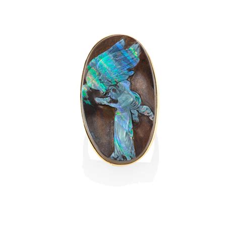 14k yellow gold carved opal hermes brooch|Wilhelm Schmidt Carved Opal Hermes/ Mercury for sale at .